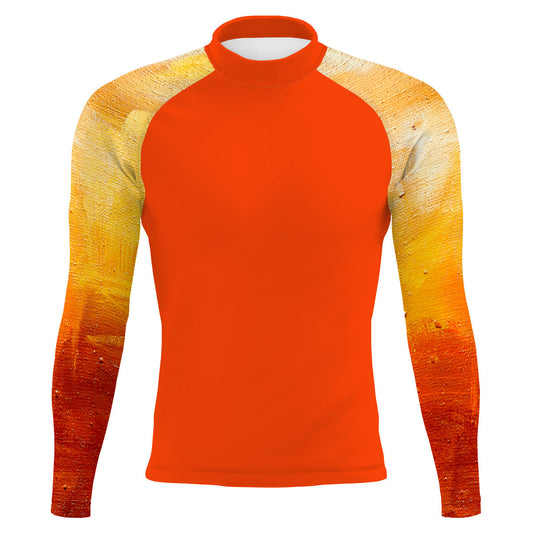 Yellow Brush Strokes - Men's Surf UPF50+ Long Sleeve Rash Guard