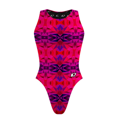 Kaleido Red - Women Waterpolo Swimsuit Cheeky Cut