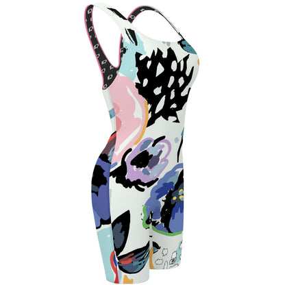 Floral Splash - Classic Strap Long Knee Women Jammer