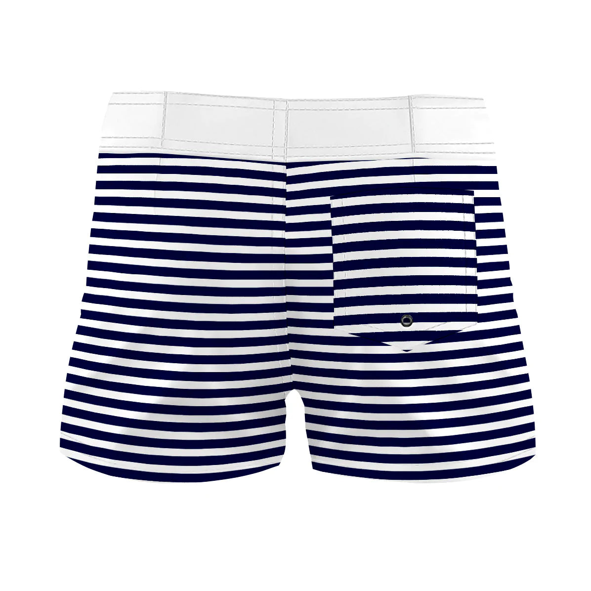 White & Navy Simple Stripes - Women Board Shorts