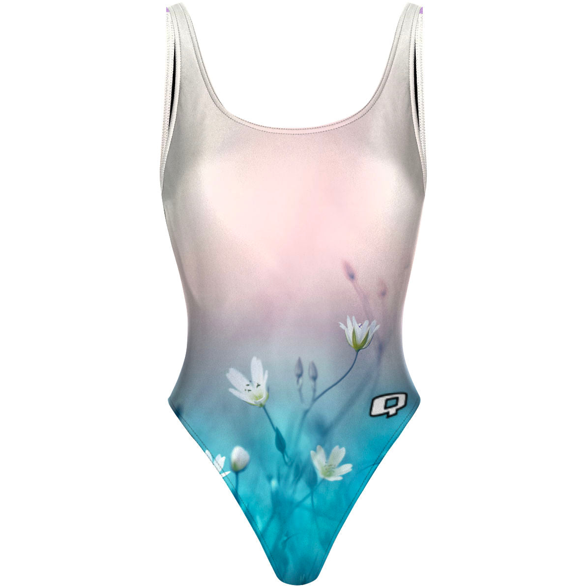 Delicate Flowers - High Hip One Piece Swimsuit