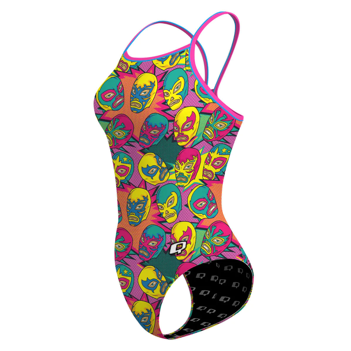 Comic Wrestling Masks - Skinny Strap Swimsuit