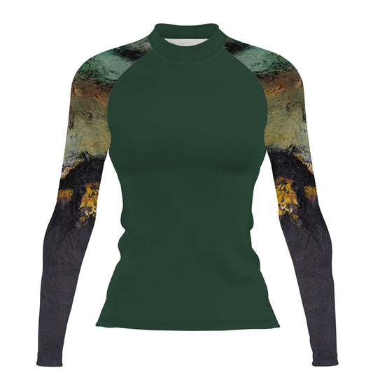 Green Oil On Canvas - Women's Surf UPF50+ Long Sleeve Rash Guard