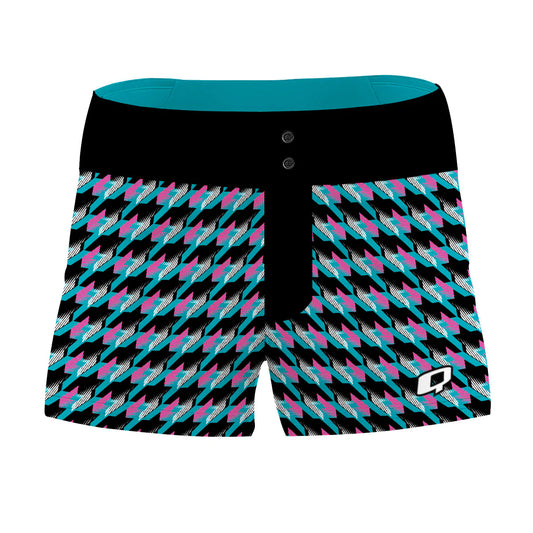 Black & Blue Houndstooth Women Board Shorts