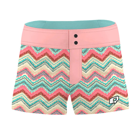 Pink Tribal Stripes Women Board Shorts