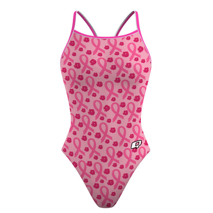 Pink Ribbon - Skinny Strap Swimsuit