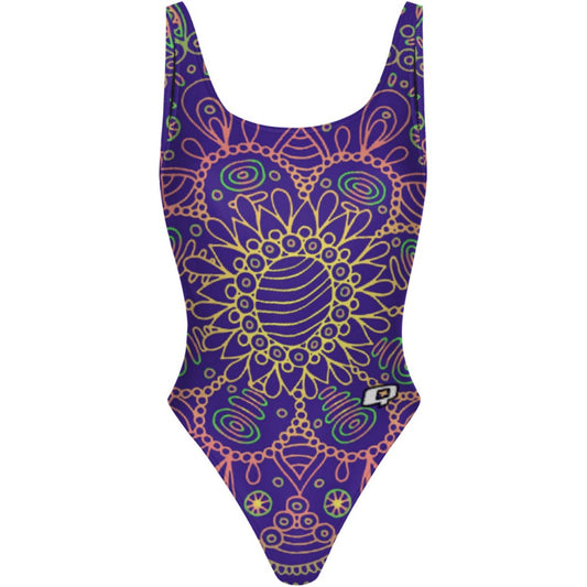 Purple Mandala - High Hip One Piece