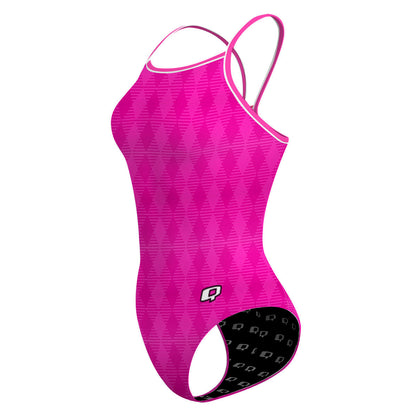 Hot Pink Plaid - Skinny Strap Swimsuit