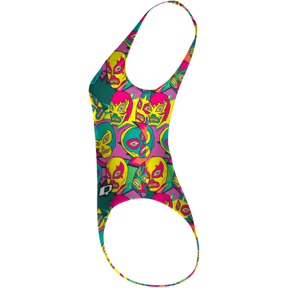 Comic Wrestling Masks - High Hip One Piece Swimsuit