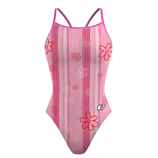 Pink Stripes - Skinny Strap Swimsuit