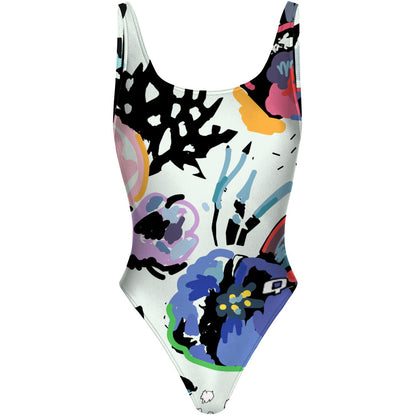 Floral Splash - High Hip One Piece Swimsuit