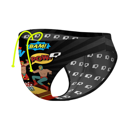 Mexican Wrestlers Fight - Waterpolo Brief Swimsuit