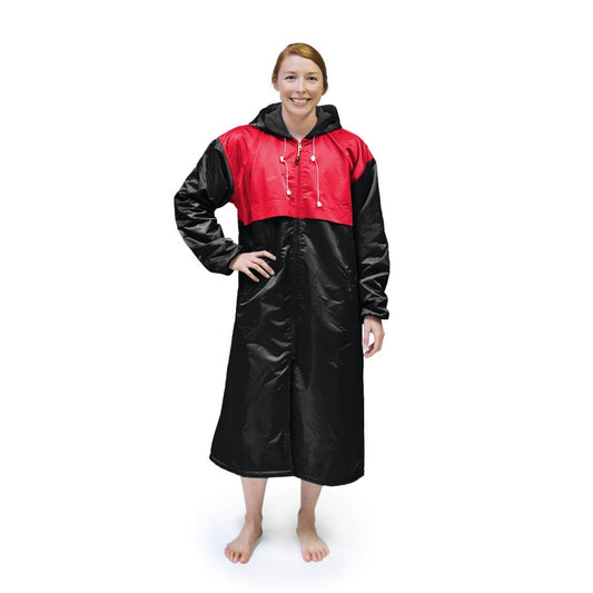 Black & Red Solid Parka