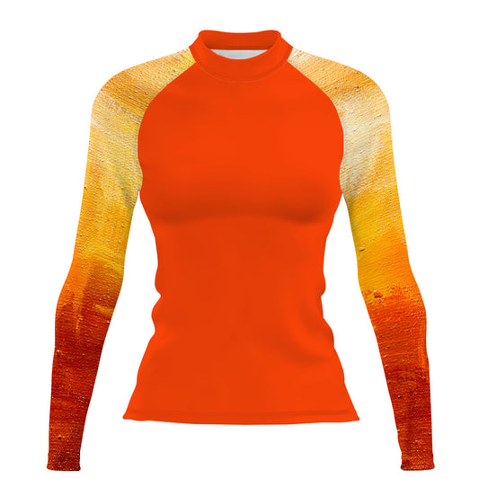 Yellow Brush Strokes - Women's Surf UPF50+ Long Sleeve Rash Guard