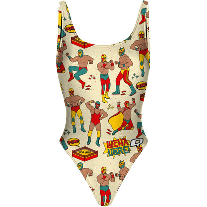 Lucha Libre - High Hip One Piece Swimsuit