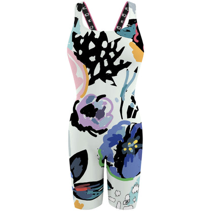 Floral Splash - Classic Strap Long Knee Women Jammer