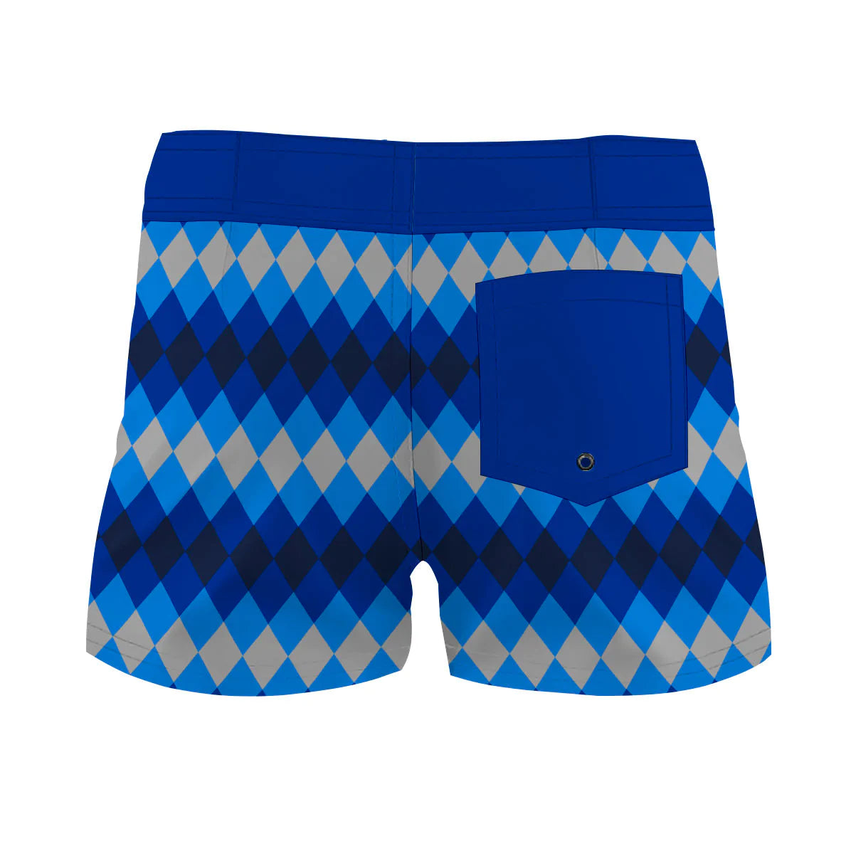 Royal Blue Rhombus Pattern  Women Board Shorts