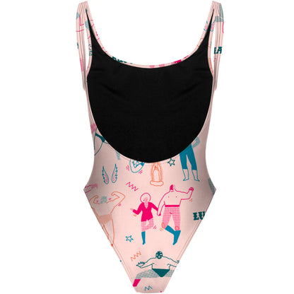 Wrestling Drawings - High Hip One Piece Swimsuit
