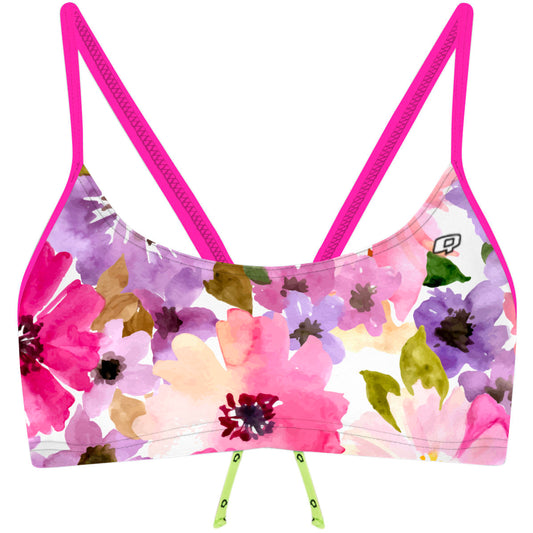 Watercolor Flowers - Bandeau Bikini Top