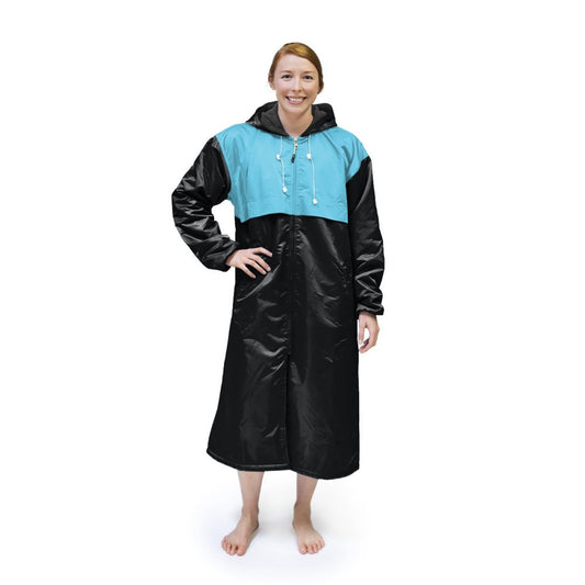 Black & Turquoise Solid Parka