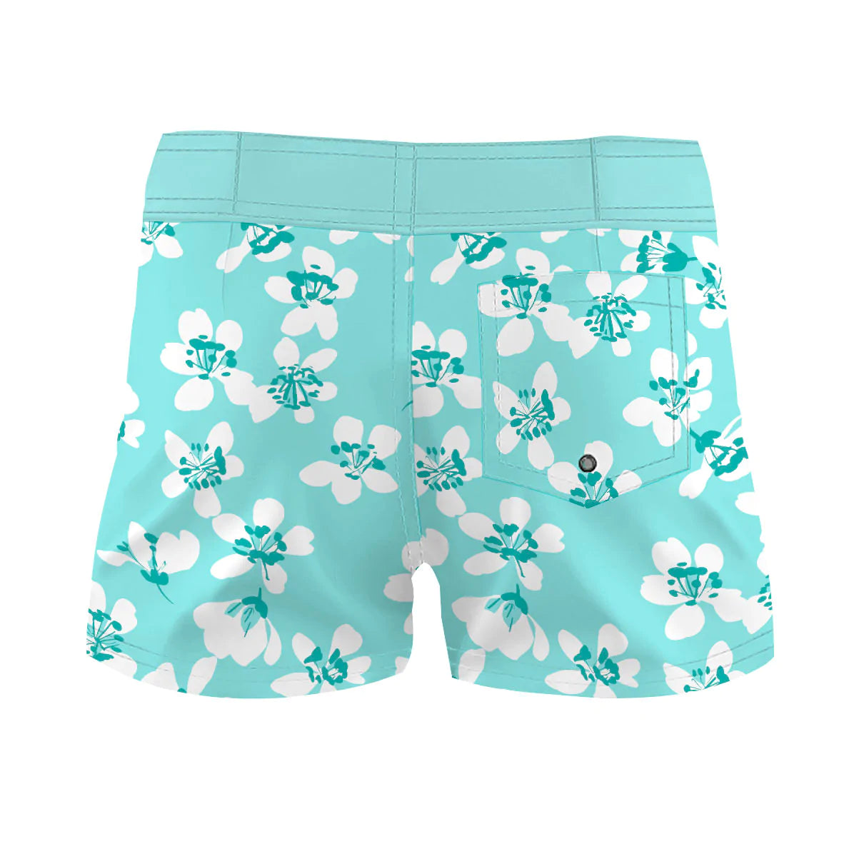 Mint Green Delicate Flowers - Women Board Shorts